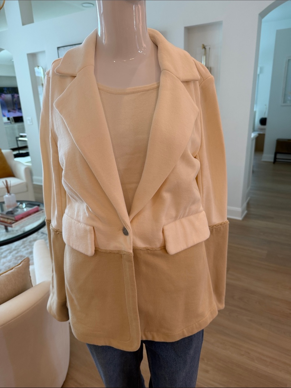 Peace Love World Cream and Tan Two-Tone Tailored Blazer